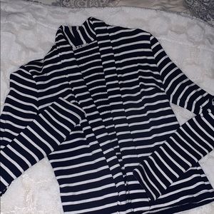 Three dots blue and white striped cardigan - EUC